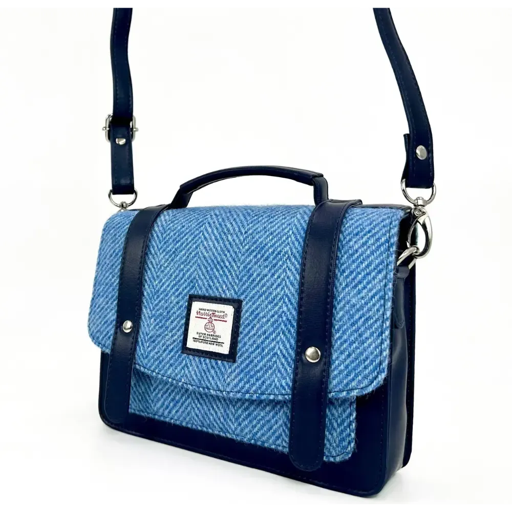 Sky Blue Harris Tweed Mini Messenger Bag