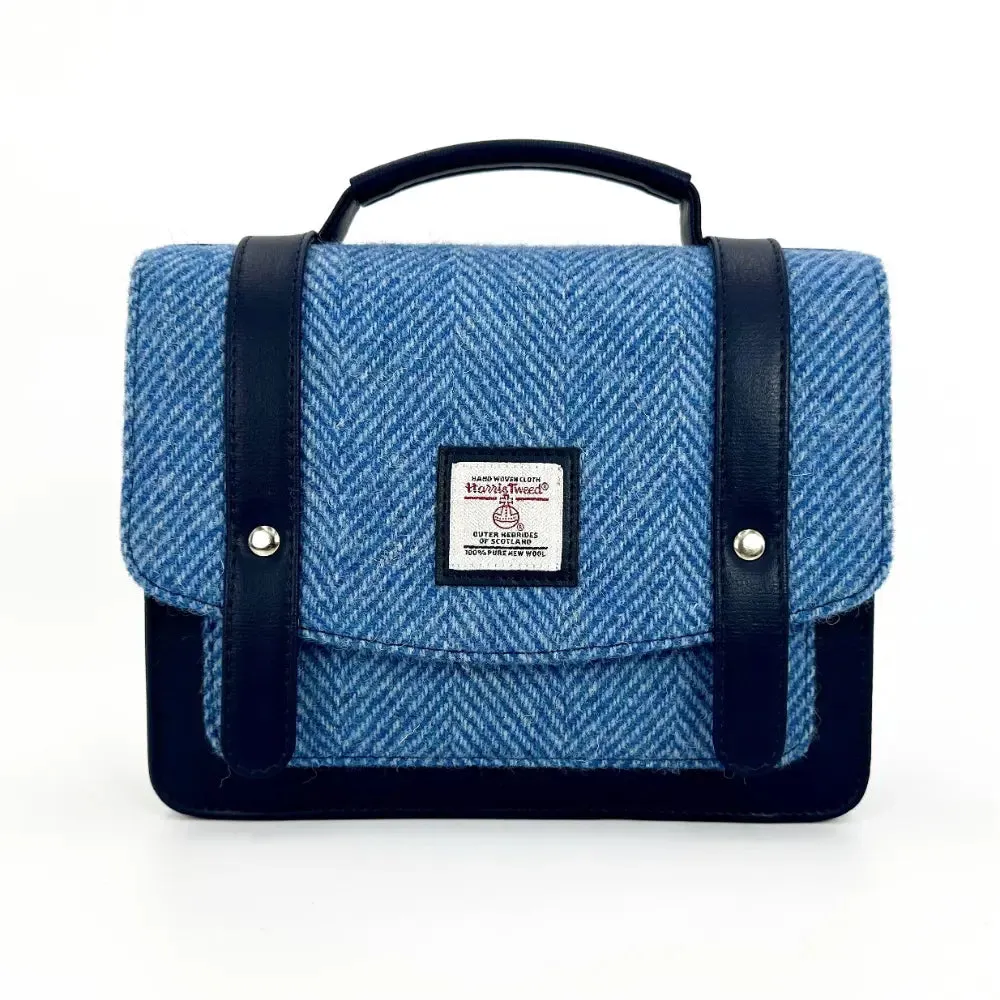 Sky Blue Harris Tweed Mini Messenger Bag