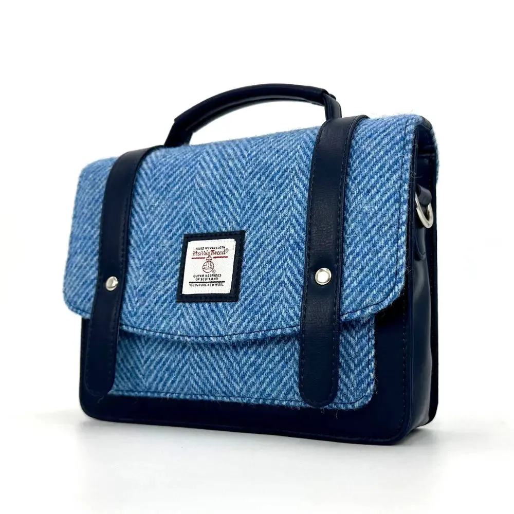 Sky Blue Harris Tweed Mini Messenger Bag