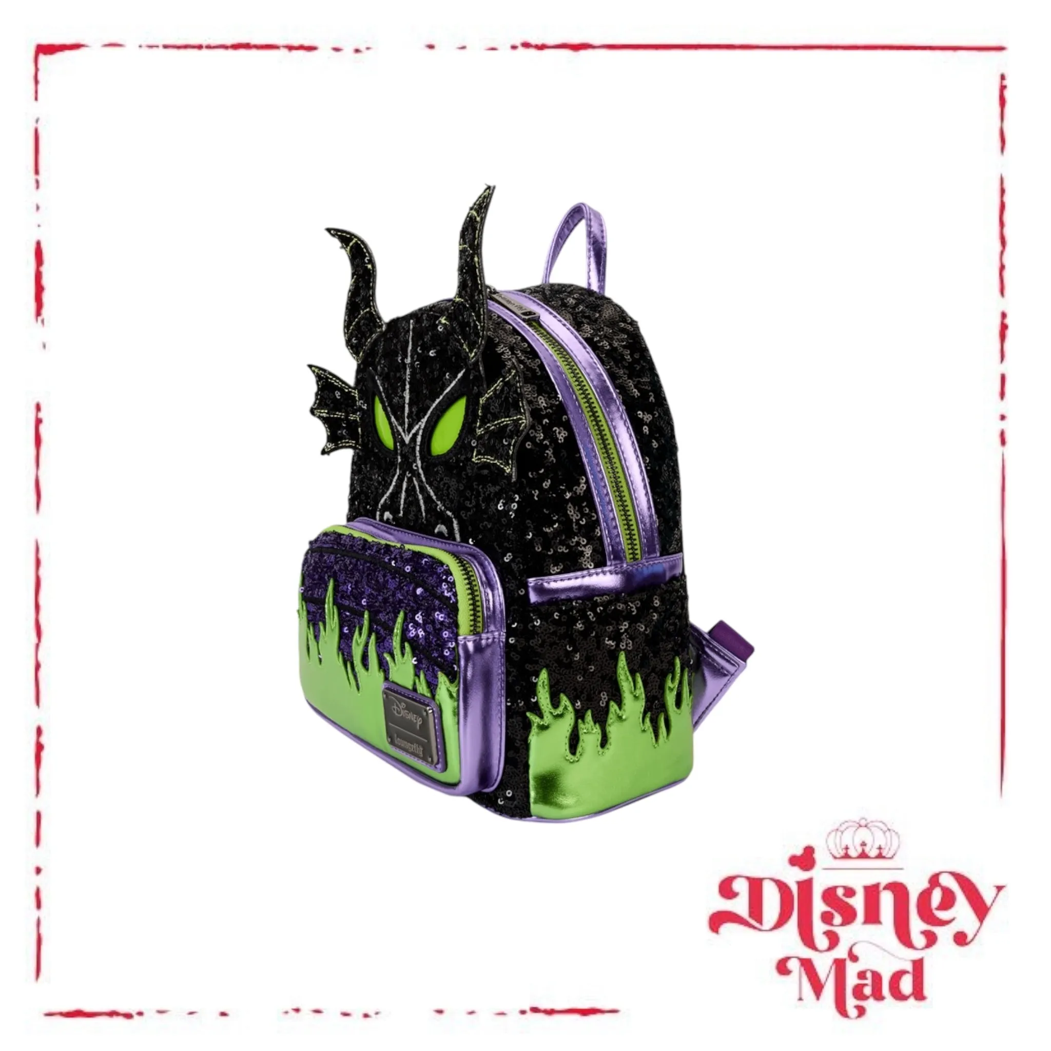 Sleeping Beauty Maleficent Dragon Exclusive Sequin Cosplay Light Up Glow Mini Backpack