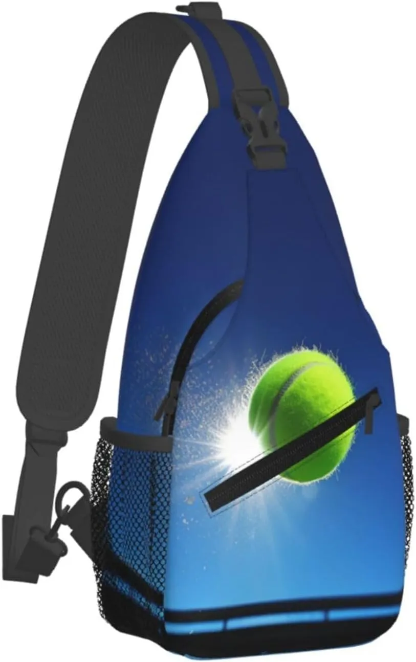 Sling Bag Crossbody Sling Backpack for Men Women tennis ball in the air Cross Chest Bag Travel Hiking Daypack