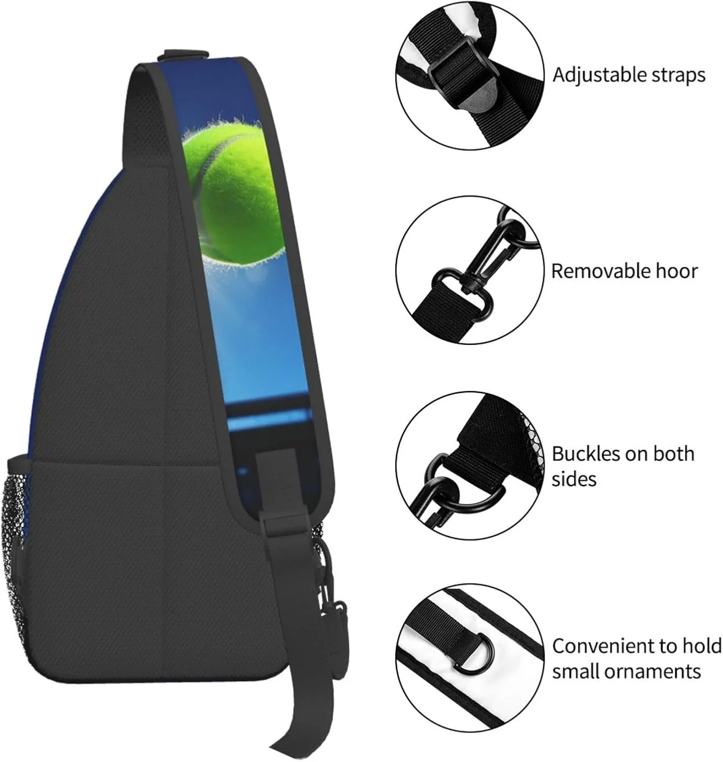 Sling Bag Crossbody Sling Backpack for Men Women tennis ball in the air Cross Chest Bag Travel Hiking Daypack