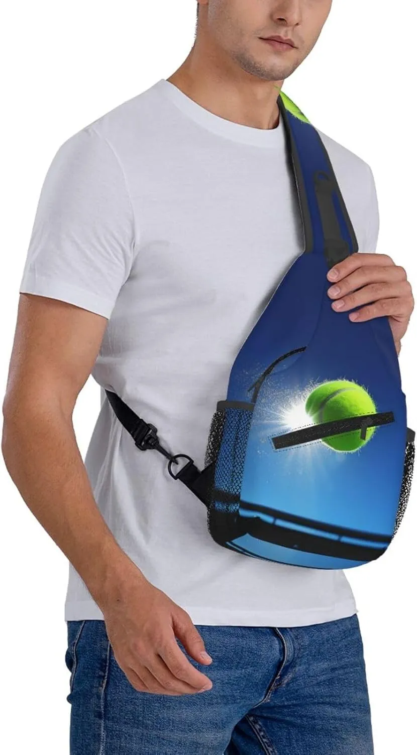 Sling Bag Crossbody Sling Backpack for Men Women tennis ball in the air Cross Chest Bag Travel Hiking Daypack