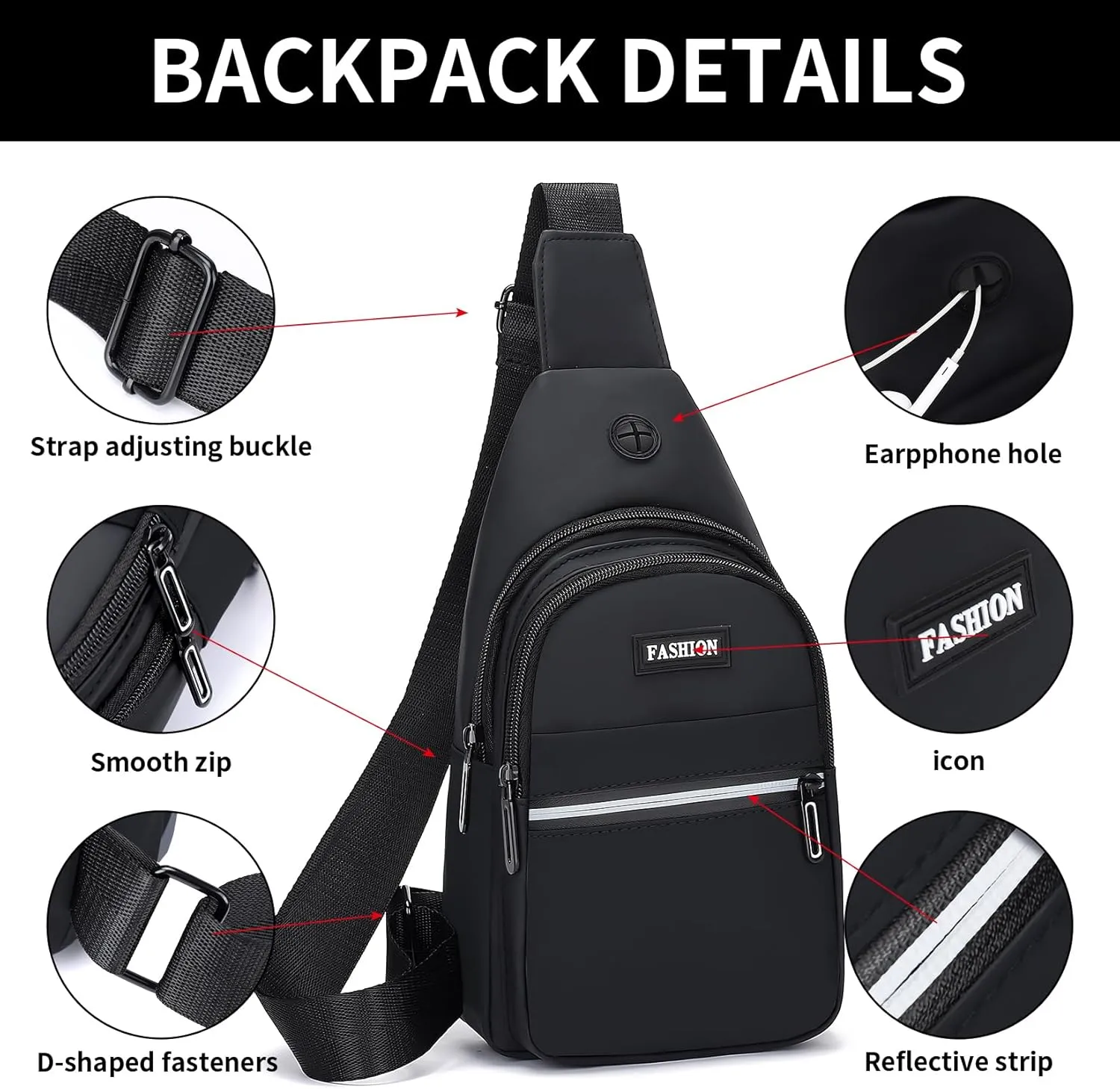 Sling Bag For Men Small 6L Mini Crossbody Bags Fanny Pack Lightweight One Strap Shoulder Backpacks