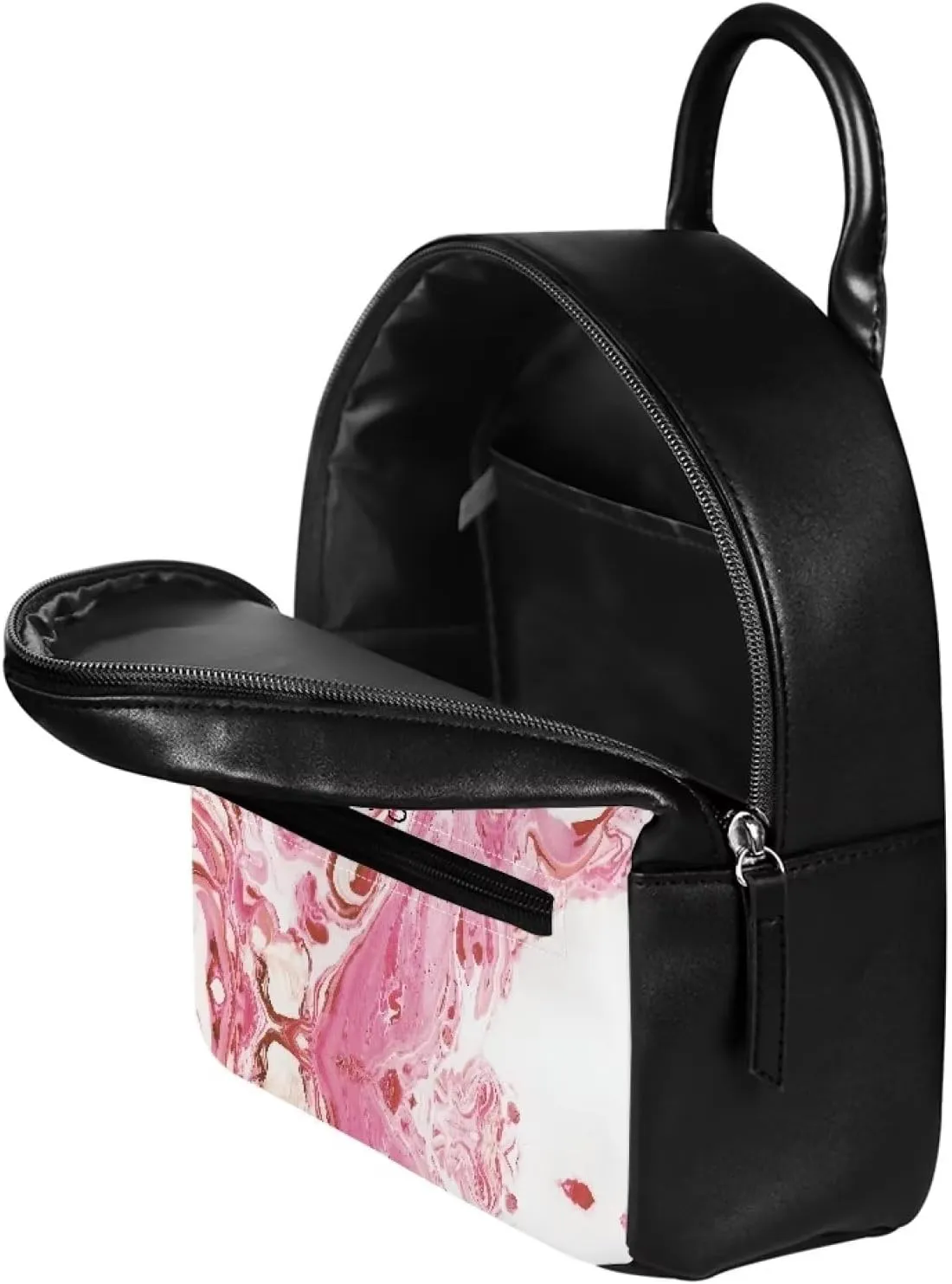 Small Backpack Purse for Womens Girls Cute Mini Backpack Stylish Shoulder Bag Daily Use PU Leather School Bag Bookbag with Zipper,Pink Butterfly Love Print