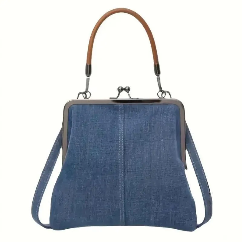 Small Handbag Women Tote Bag Cowboy Splicing Crossbody Shoulder Satchel Bag