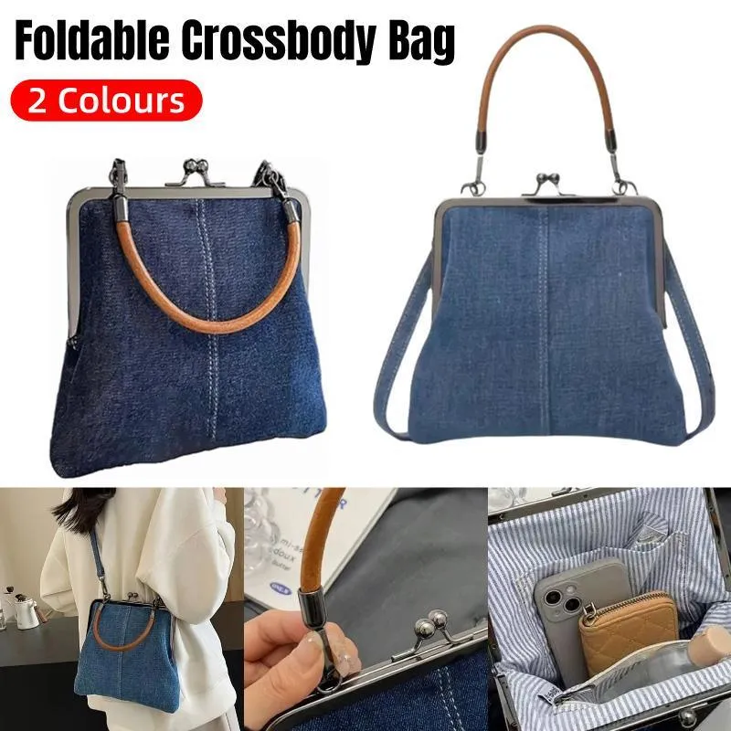 Small Handbag Women Tote Bag Cowboy Splicing Crossbody Shoulder Satchel Bag