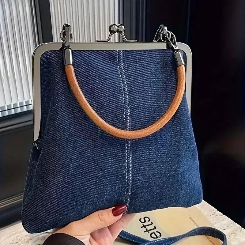 Small Handbag Women Tote Bag Cowboy Splicing Crossbody Shoulder Satchel Bag