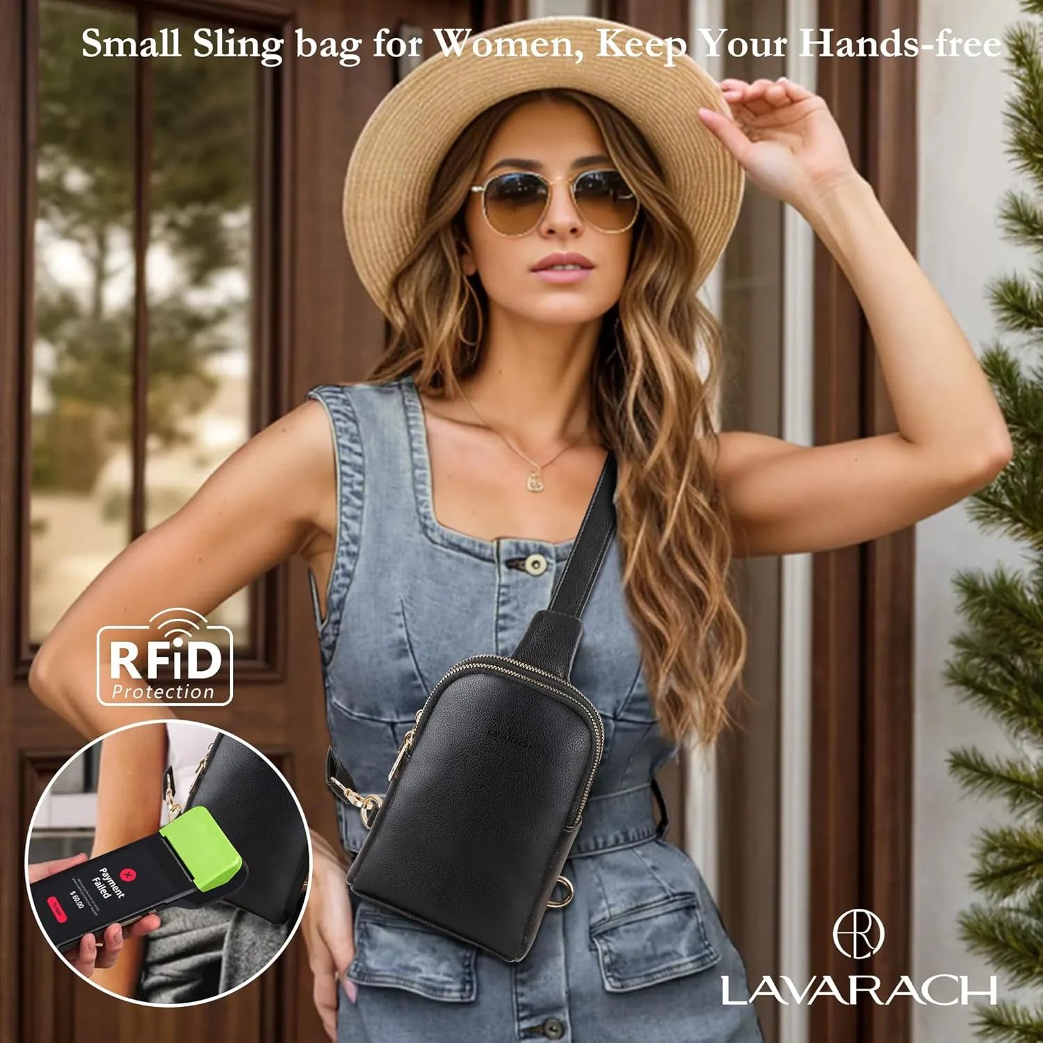 Small Sling Bag for Women, RFID Fanny Packs, Vegan Leather Crossbody Bags, Crossbody Purse Gift for Women