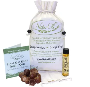 Soap Nuts/Soap Berries - 1-Lbs organic (240 loads)   18X Travel Bottle! Select Seedless - 1 Wash Bag, 8-pg info, Tote Bag. Organic Laundry Soap