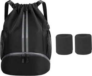 Soccer Bag Sports Drawstring Backpack String Swim Gym Bag for Men Women with Ball and Shoe Compartment Soccer Backpack Football Backpack Basketball Volleyball Bag Waterproof Sports Gym Backpack