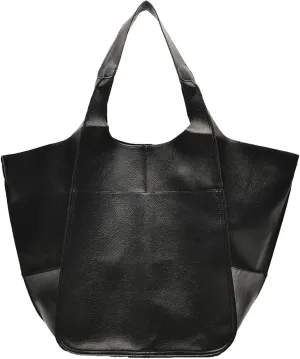 Soft Leather Tote Bag for Women Extra Large Boho Bucket Handbag Oversized Purse Shoulder Bag for Working Traveling