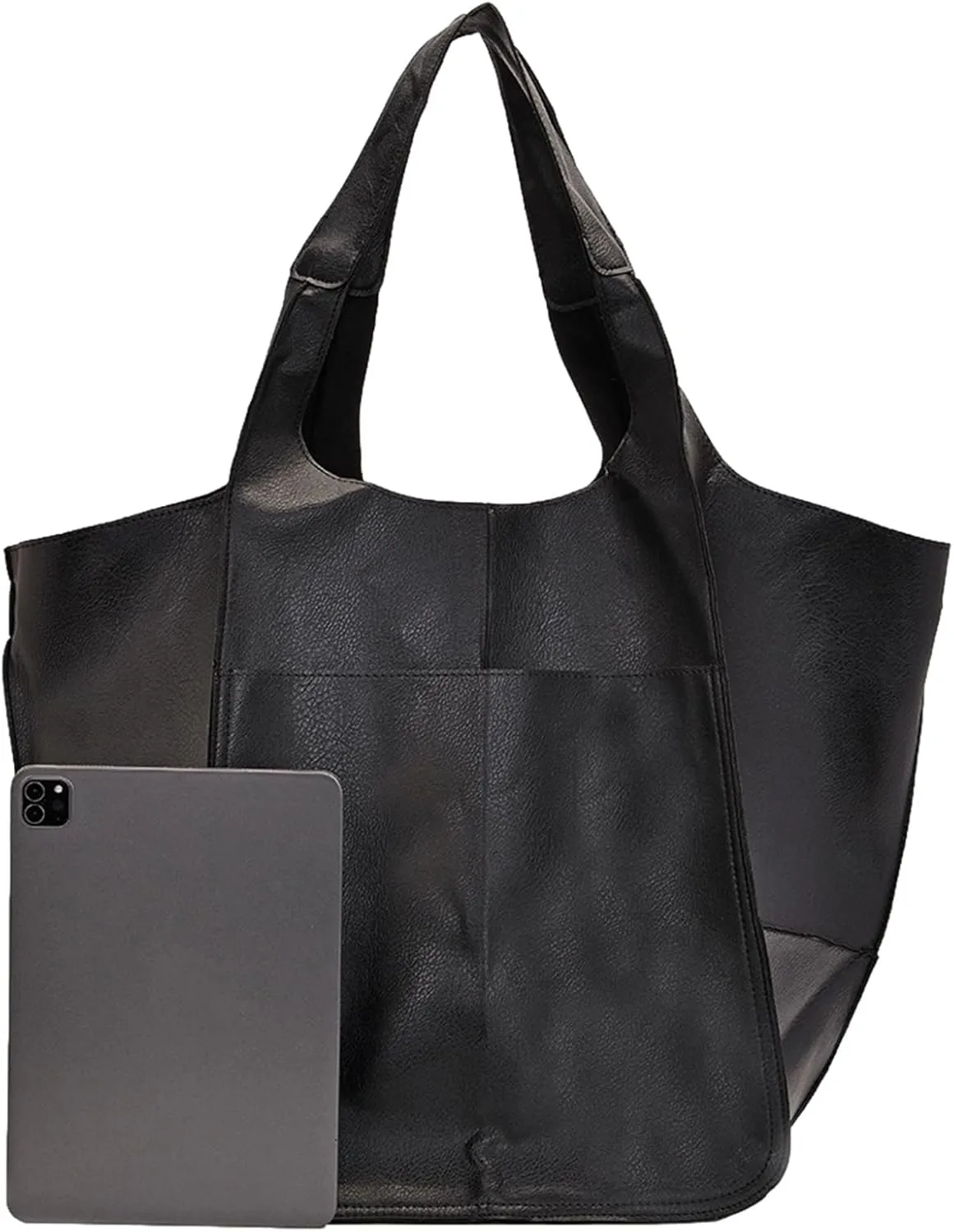 Soft Leather Tote Bag for Women Extra Large Boho Bucket Handbag Oversized Purse Shoulder Bag for Working Traveling