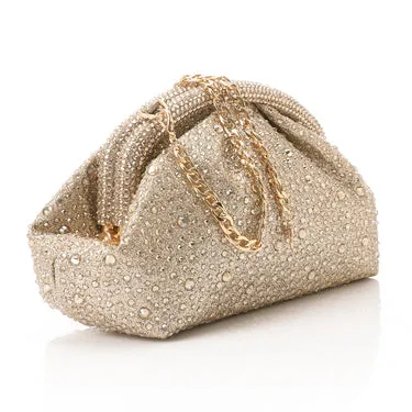 Soiree clutch for Women with Shiny rhinestones - Gold