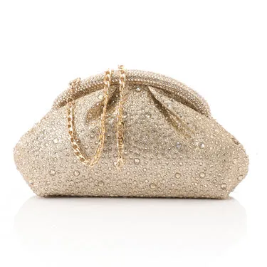 Soiree clutch for Women with Shiny rhinestones - Gold