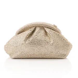 Soiree clutch for Women with Shiny rhinestones - Gold