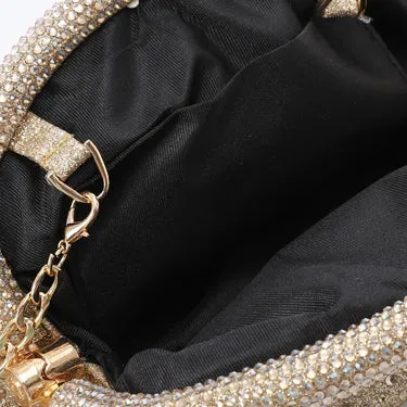 Soiree clutch for Women with Shiny rhinestones - Gold