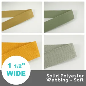 Solid Polyester Webbing 1 1/2" (38mm) Wide (Per 1 Yard)
