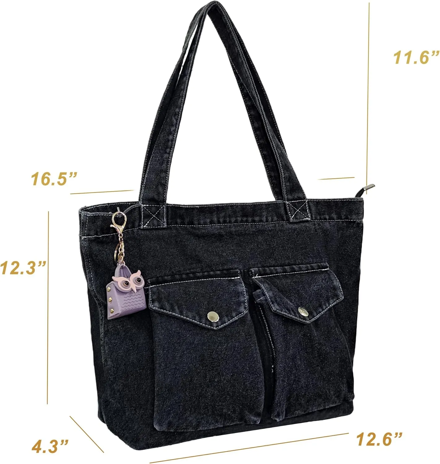 SoonerCozer Women's Stylish Large Denim Crossbody Messenger Bag for School Spacious Jean Shoulder Purse Tote Hobo Bag