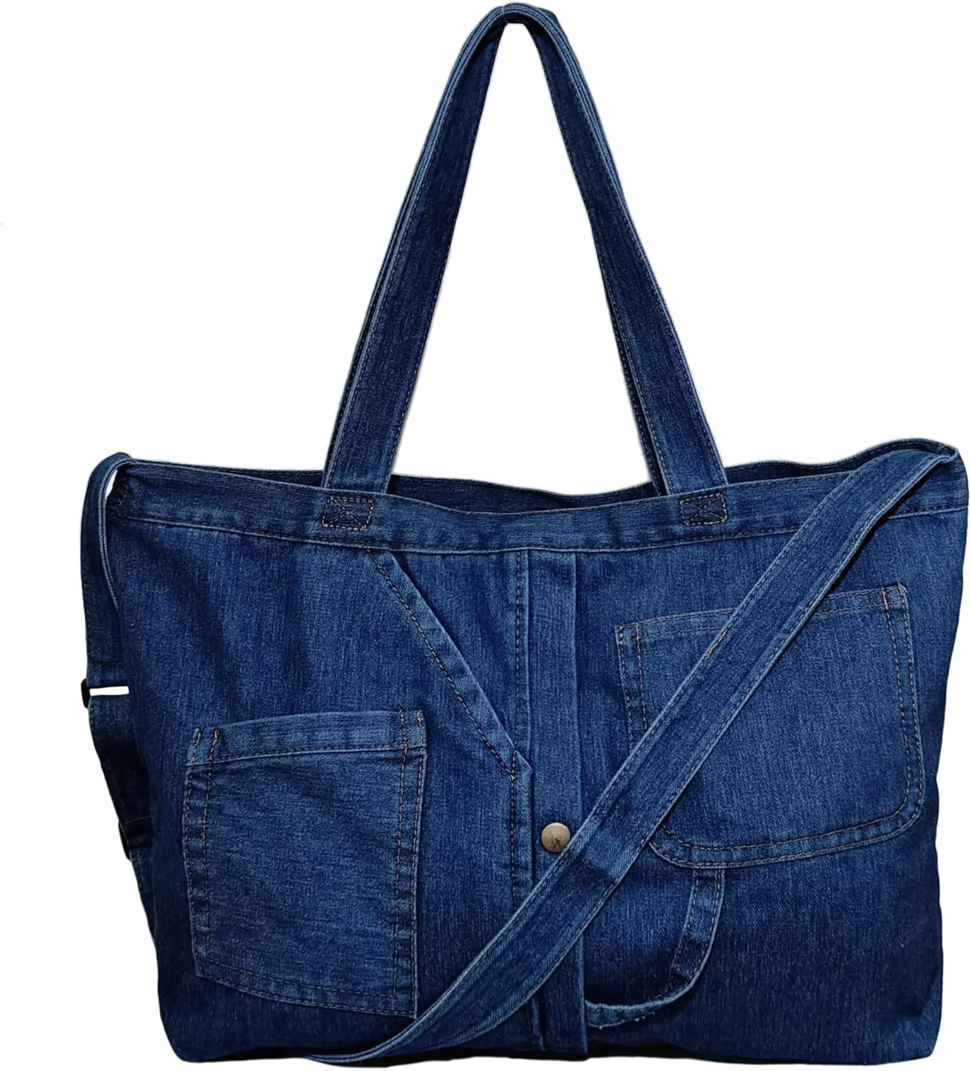 SoonerCozer Women's Stylish Large Denim Crossbody Messenger Bag for School Spacious Jean Shoulder Purse Tote Hobo Bag
