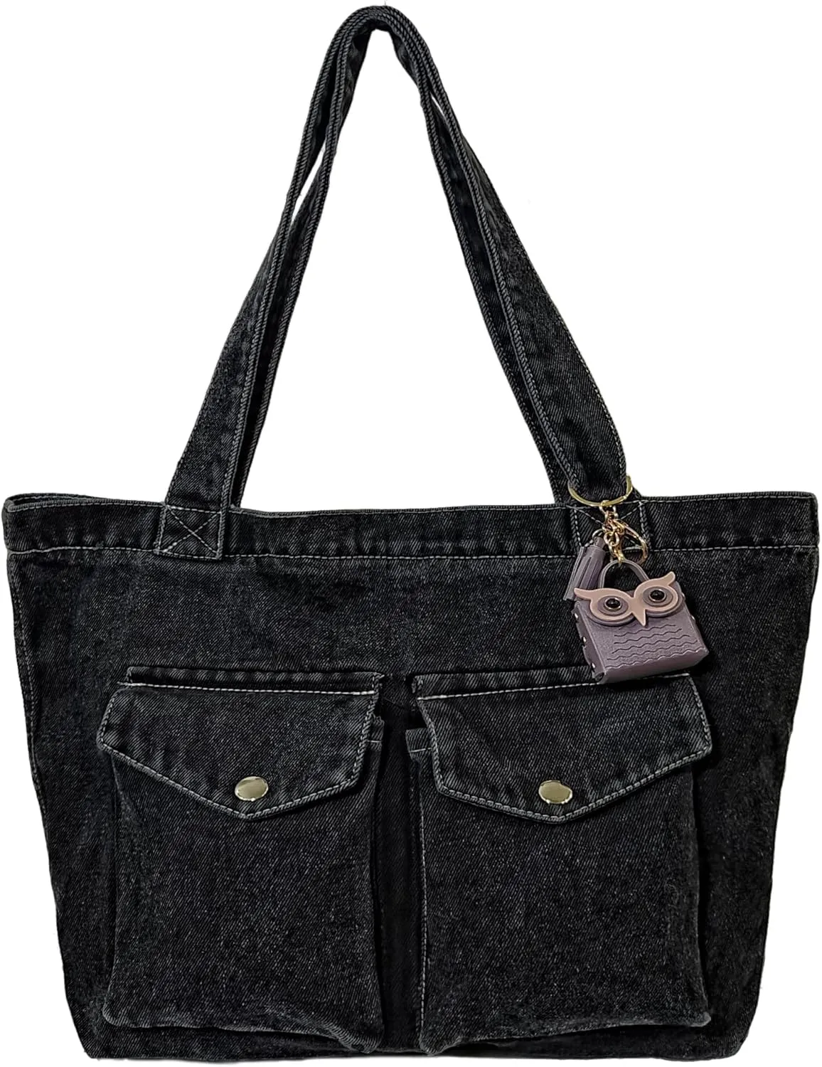 SoonerCozer Women's Stylish Large Denim Crossbody Messenger Bag for School Spacious Jean Shoulder Purse Tote Hobo Bag