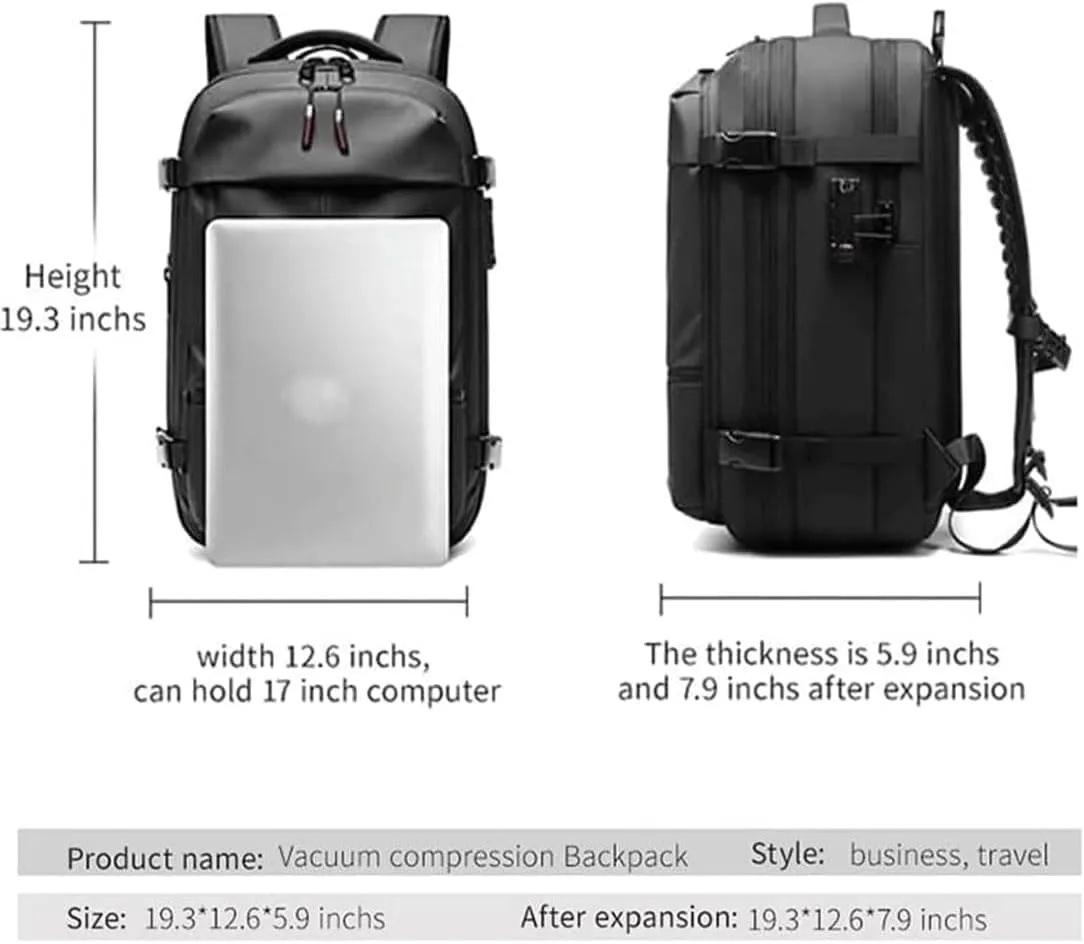 SpaceVac Backpack, Space Vac Travel Vacuum Bags, 60l Expandable Backpack, Water Resistant, Anti Theft, with Electric Air Pump (Classic-Green)