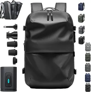 SpaceVac Backpack, Space Vac Travel Vacuum Bags, 60l Expandable Backpack, Water Resistant, Anti Theft, with Electric Air Pump (Prestige-Black)