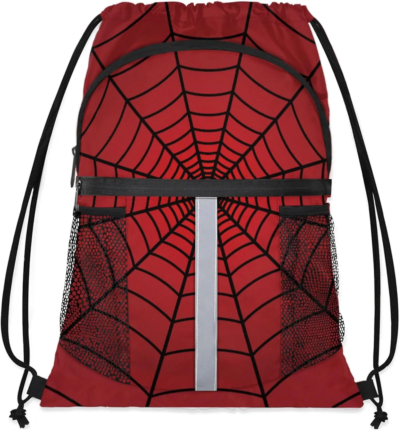 Spiders Red Web Drawstring Backpack,Waterproof Sports Gym Bag with Shoes Compartment and Bottle Holder,Travel Tote Bags for Beach,Swimming,Yoga Gifts