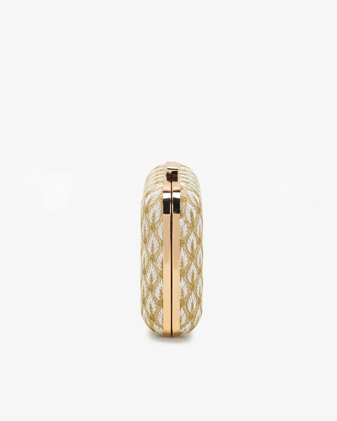 Square White and Gold Embroidered Clutch
