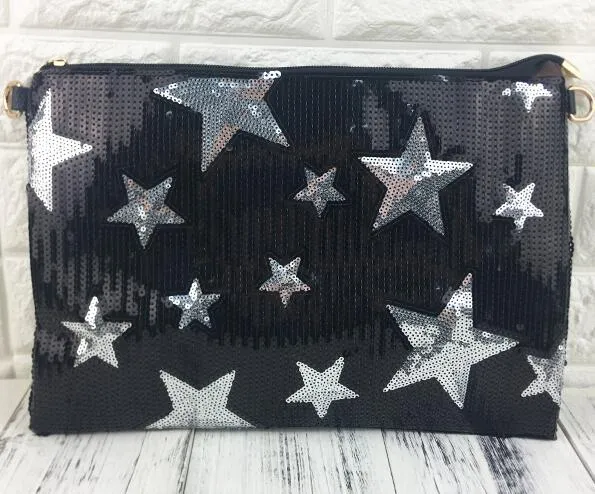 Star Pattern Sequined Clutch