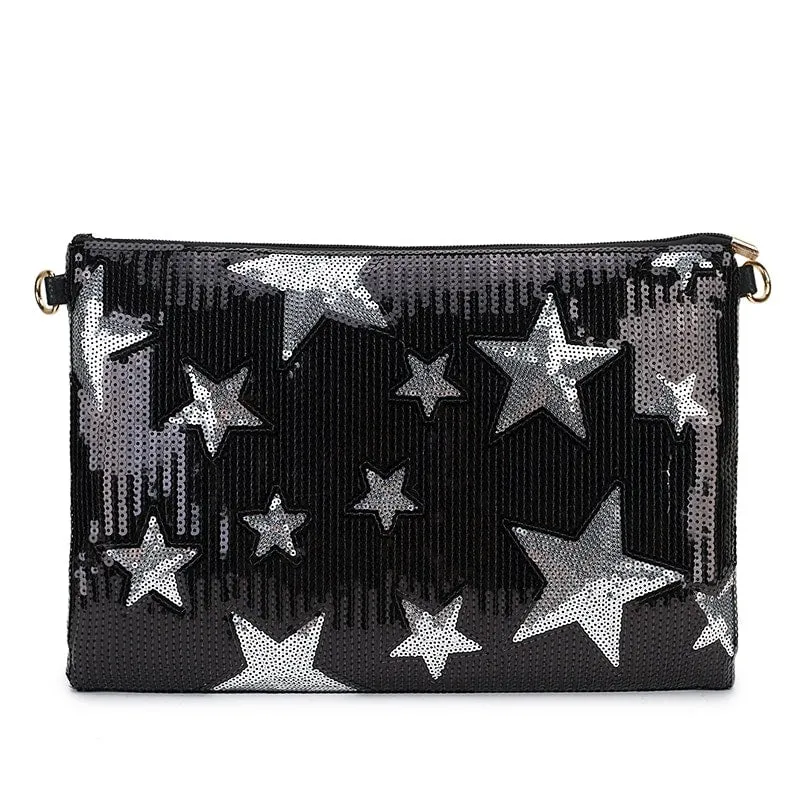 Star Pattern Sequined Clutch
