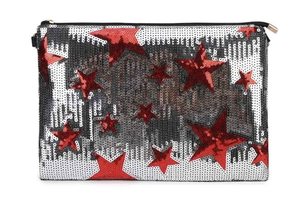 Star Pattern Sequined Clutch