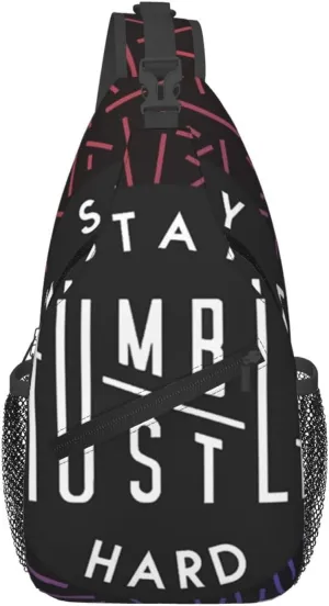 Stay Humble Hustle Crossbody Backpack For Men Women Sling Shoulder Dachshunds Dog Chest Bag Lightweight One Strap Multipurpose Travel Hiking Daypack