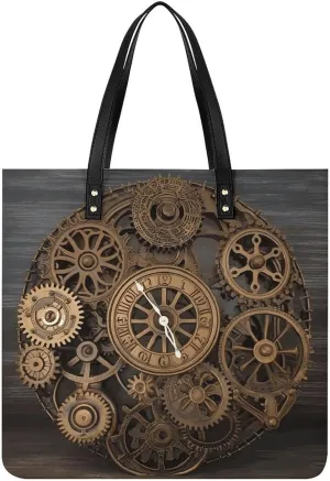 Steampunk Gears Clock Large Leather Handbags Women Fashion Handbag Multifunctional Travel Bag It Is A Great Gift for Mothers, Teachers, Friends, Bridesmaids