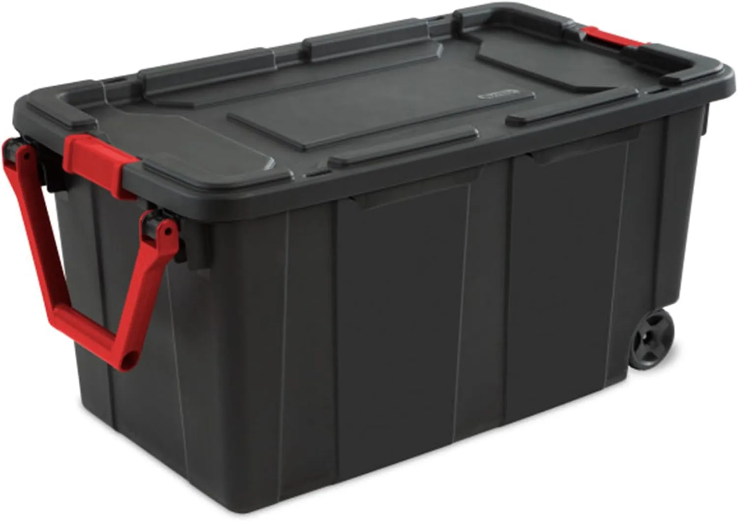 Sterilite 4-Pack Industrial Tote, Heavy-Duty Storage Bins w/Lids and Wheels, 40 Gallon - Stackable Organizing Containers for Home, Garage, Office, and Basement