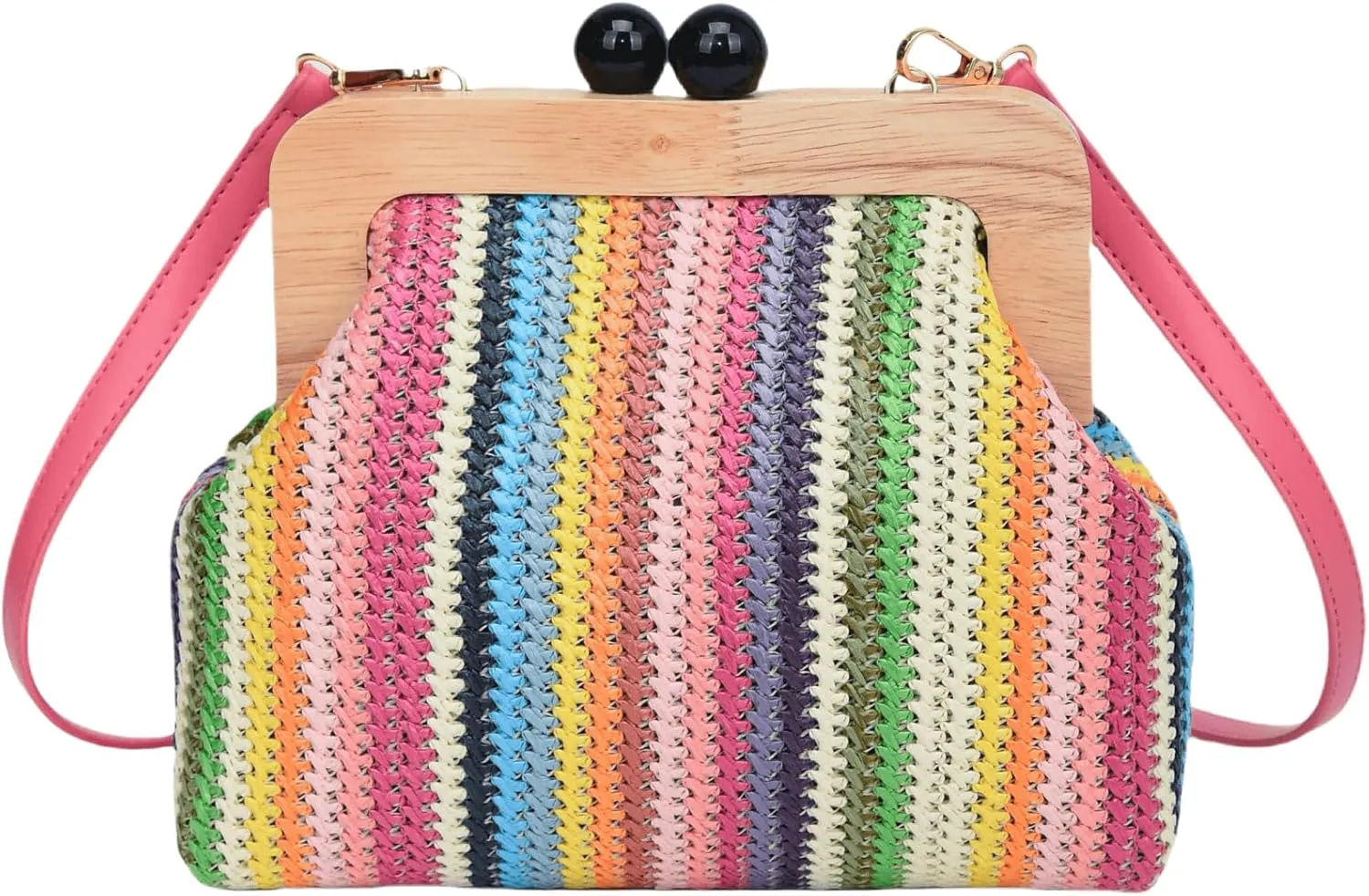 Straw Clip Crossbody Shoulder Bag for Women Clutch Purse Summer Beach Woven Pouch Handbag for Party Vacation