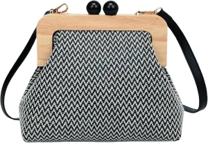 Straw Clip Crossbody Shoulder Bag for Women Clutch Purse Summer Beach Woven Pouch Handbag for Party Vacation
