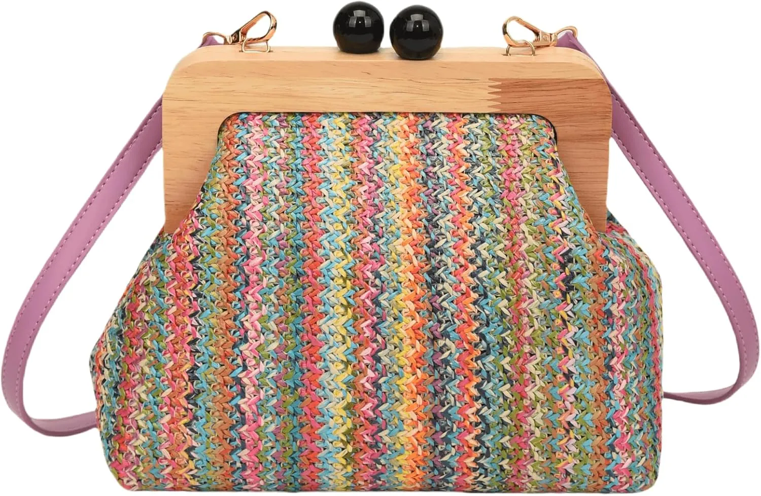 Straw Clip Crossbody Shoulder Bag for Women Clutch Purse Summer Beach Woven Pouch Handbag for Party Vacation