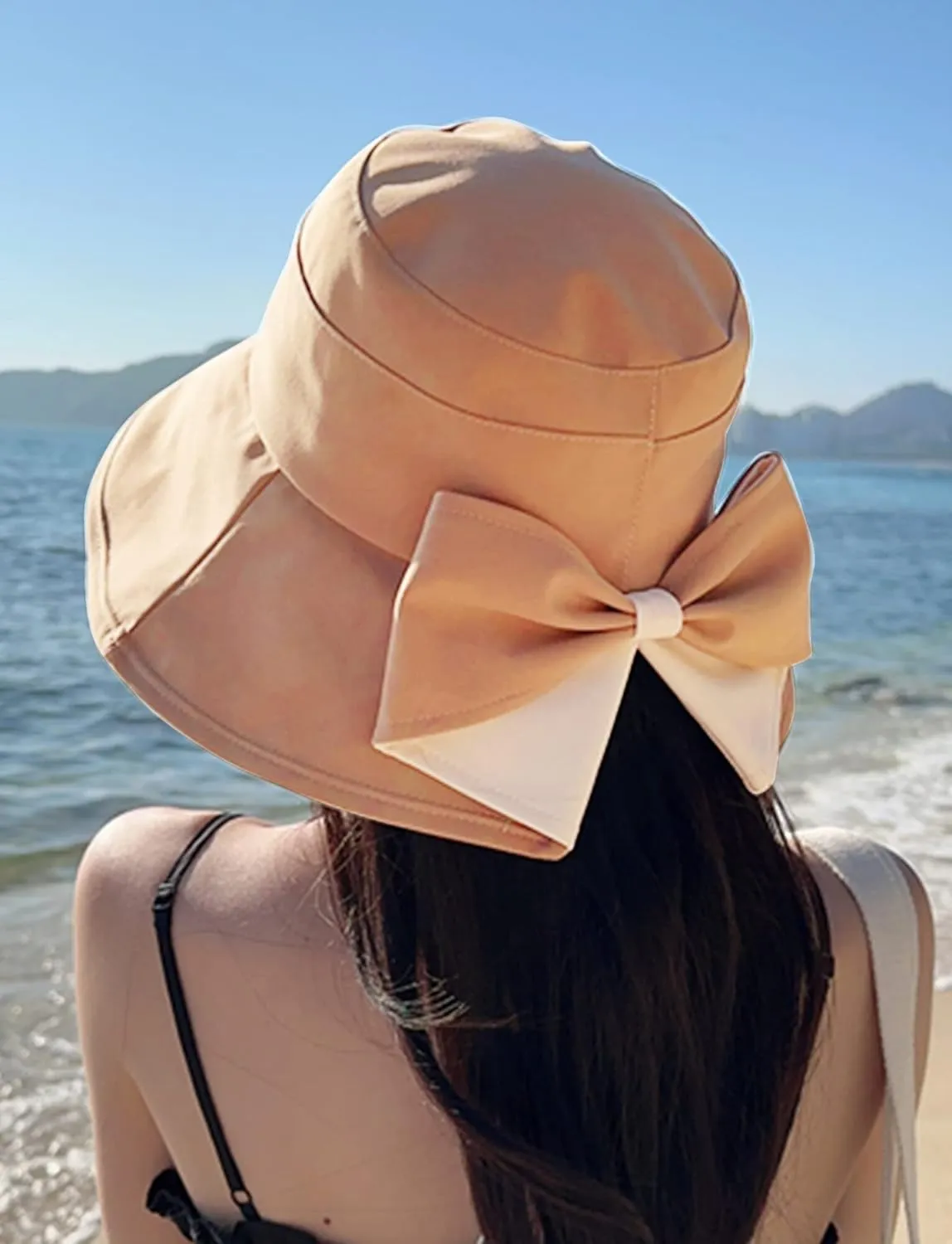 Sun Hats for Women Foldable Wide Large Brim UV Protection Gardening Hat Reversible Cotton Summer Hat with Fold-Up Brim