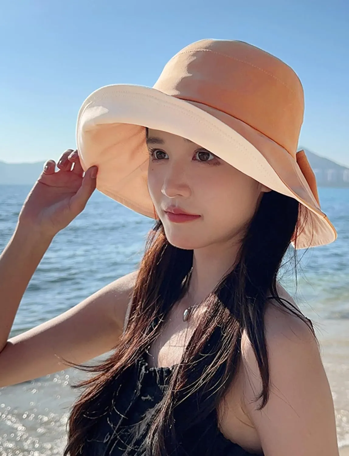 Sun Hats for Women Foldable Wide Large Brim UV Protection Gardening Hat Reversible Cotton Summer Hat with Fold-Up Brim
