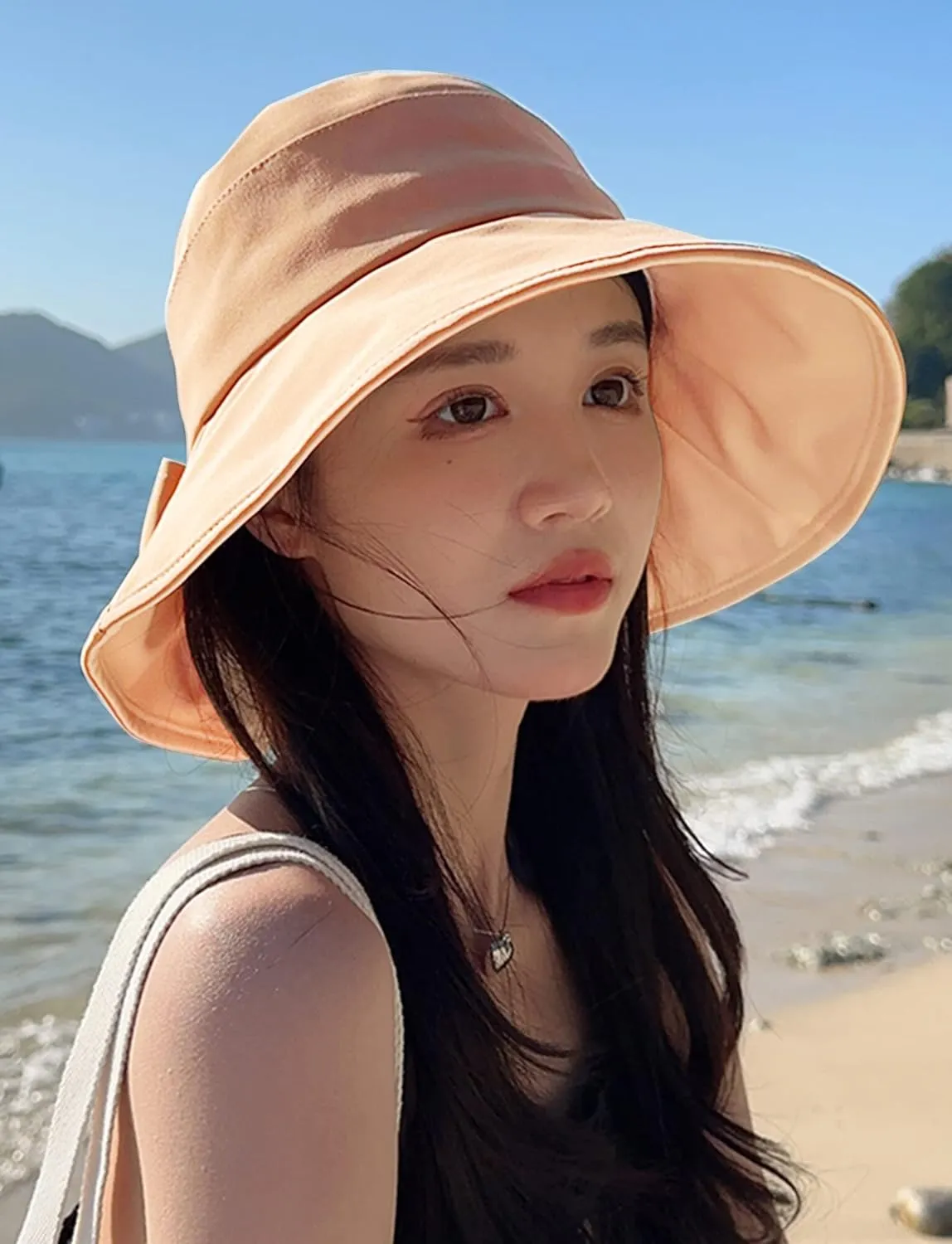 Sun Hats for Women Foldable Wide Large Brim UV Protection Gardening Hat Reversible Cotton Summer Hat with Fold-Up Brim