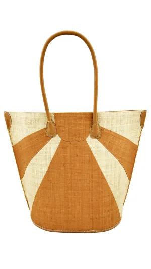 Sunburst Large Straw Tote Bag, Blush