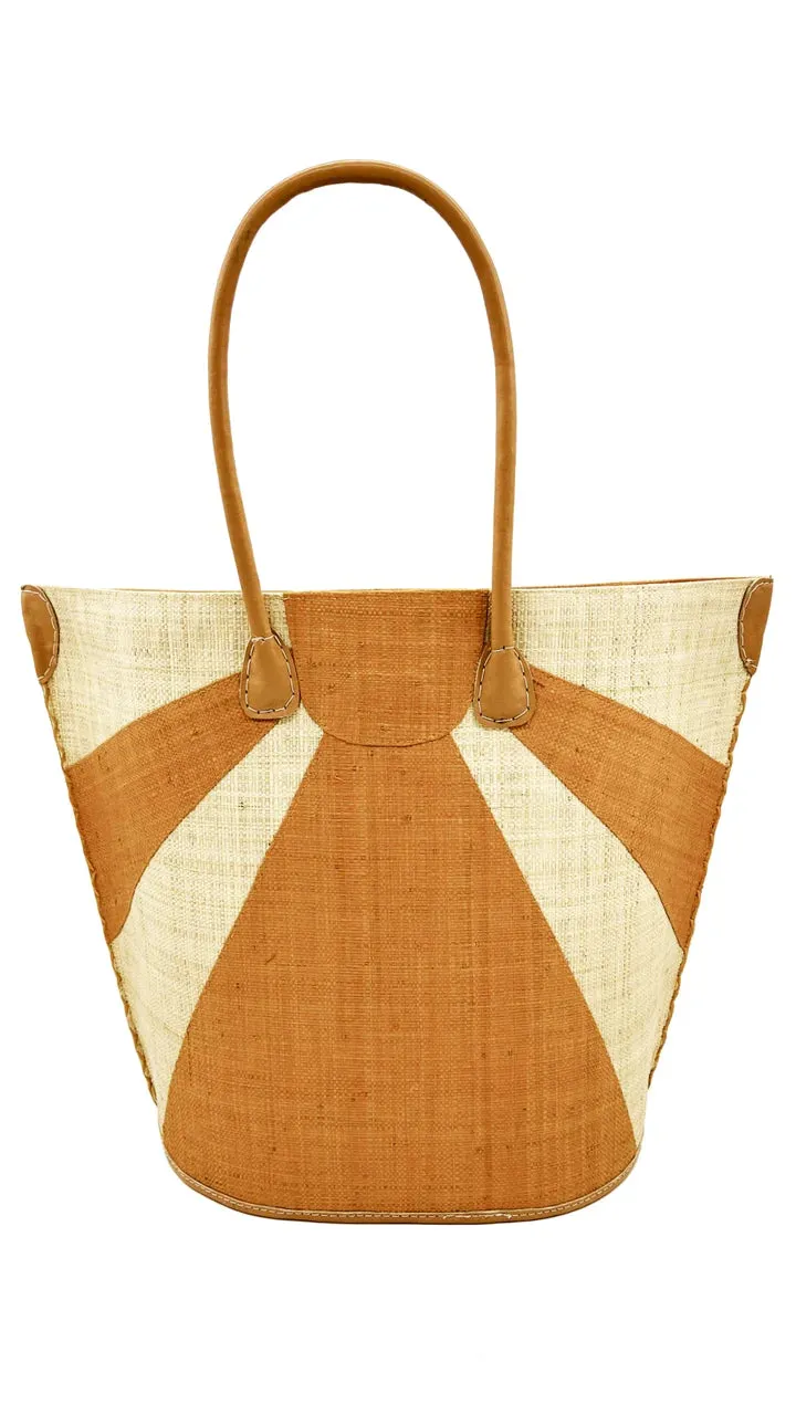 Sunburst Large Straw Tote Bag, Blush