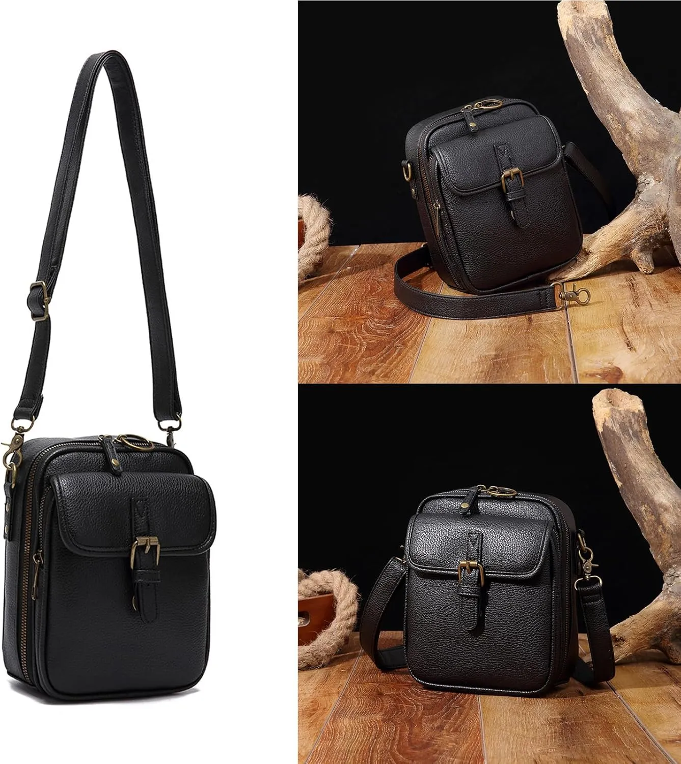Tojoyride Crossbody Bag Small Leather Messenger Bag Urvashi Crossbody Purse For Women Men Shoulder Bags With Card Slots