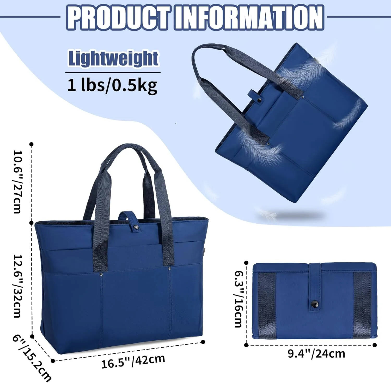 TORIBIO Tote Bag for Women, Foldable Large Tote Bag Shoulder Bag Handbag Utility Tote for Travel, Work