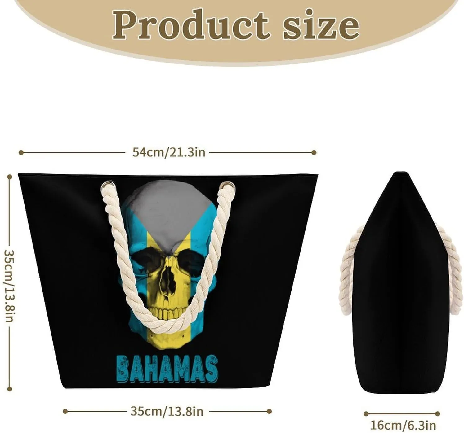 Tote Bag Large Handles Beach Bag with Zipper for Shopping Groceries Travel Outdoors Swim Pool Bag