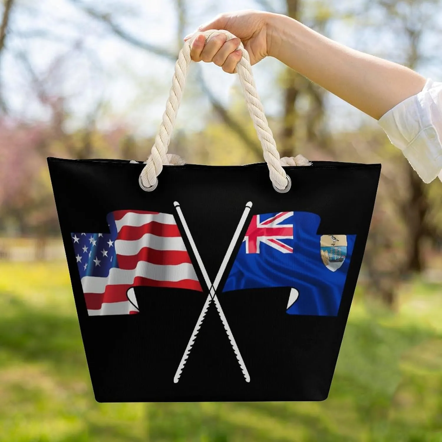 Tote Bag Large Handles Beach Bag with Zipper for Shopping Groceries Travel Outdoors Swim Pool Bag