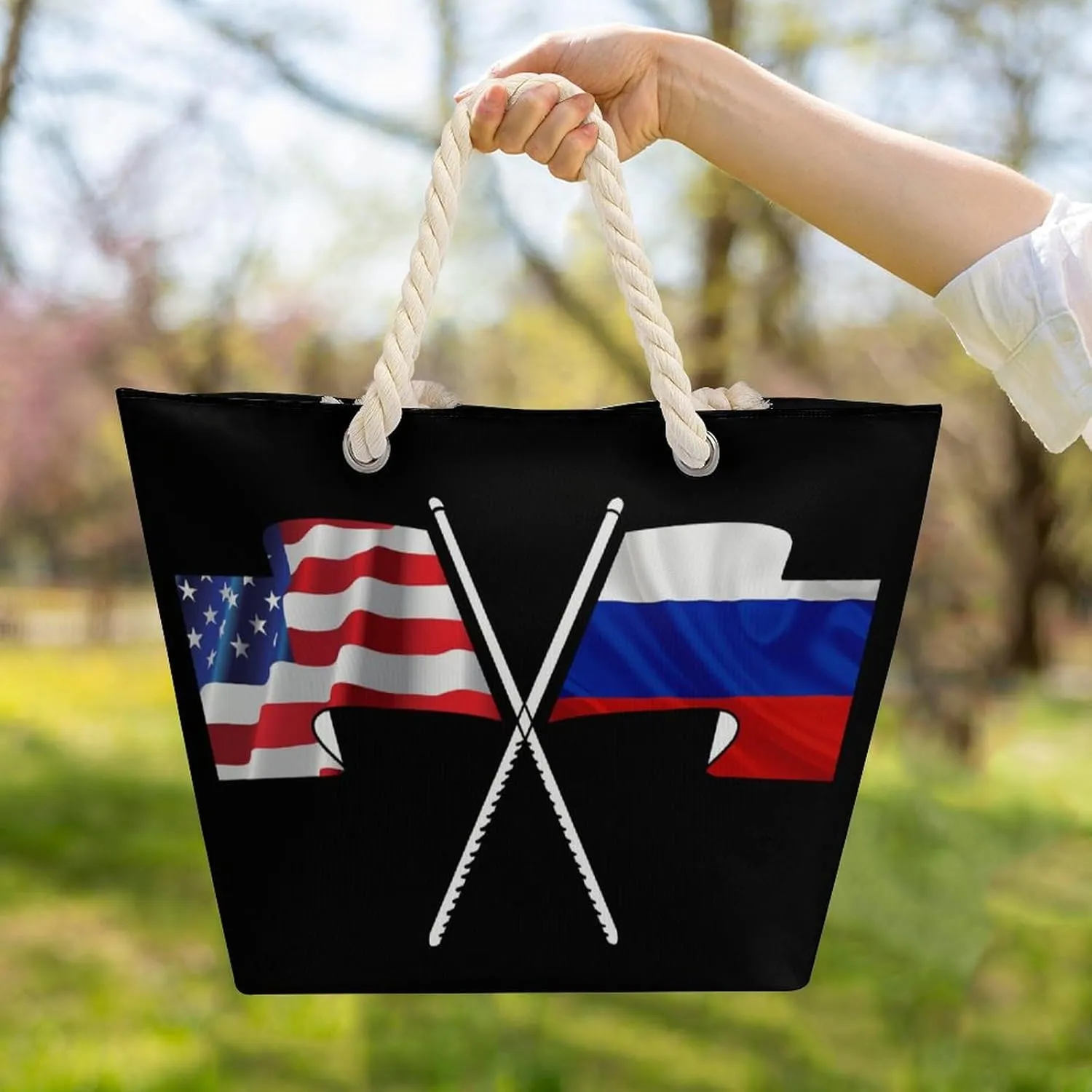 Tote Bag Large Handles Beach Bag with Zipper for Shopping Groceries Travel Outdoors Swim Pool Bag