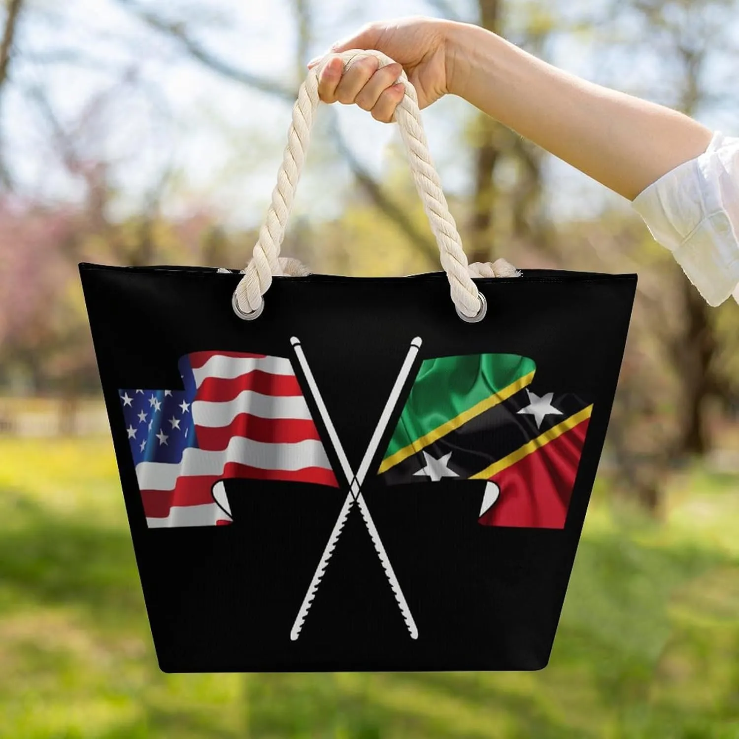 Tote Bag Large Handles Beach Bag with Zipper for Shopping Groceries Travel Outdoors Swim Pool Bag