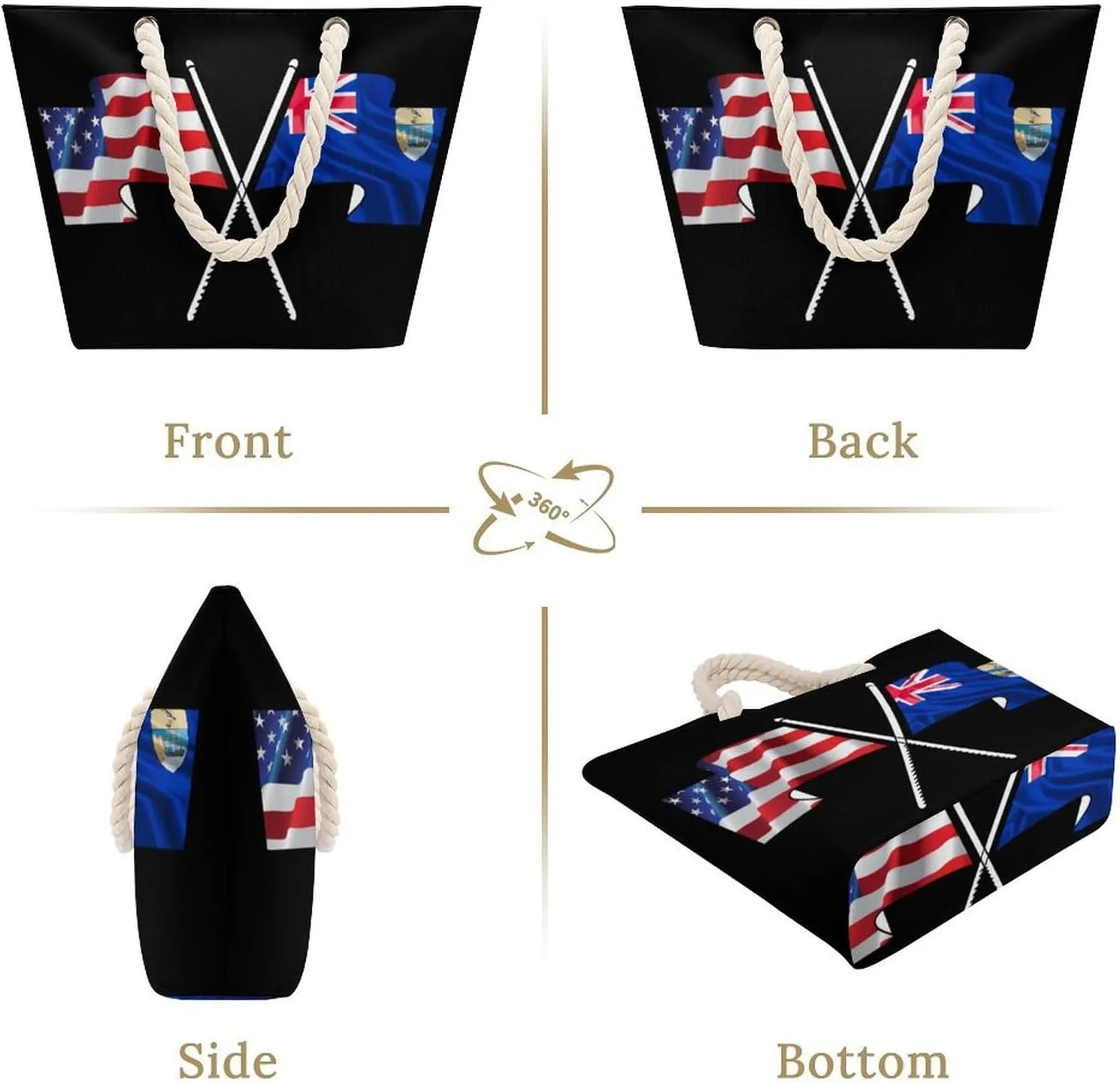 Tote Bag Large Handles Beach Bag with Zipper for Shopping Groceries Travel Outdoors Swim Pool Bag